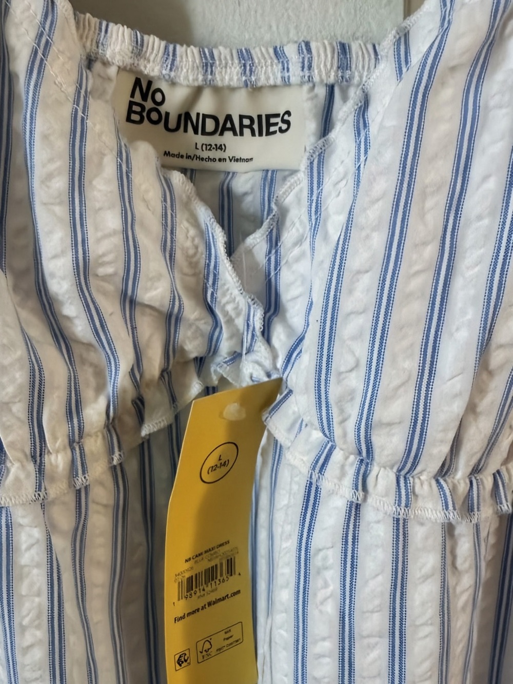 No Boundaries Blue and White Striped Cotton Chemise - Picture 2 of 2